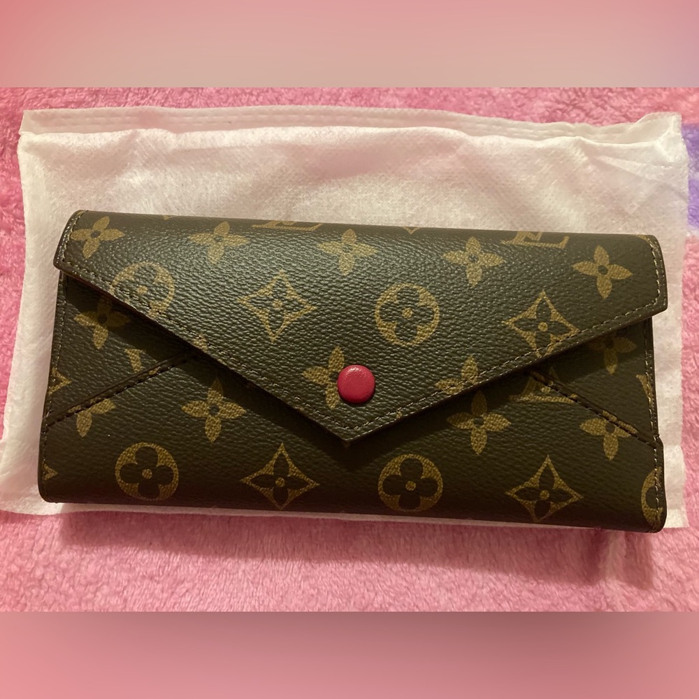 Large Brown Flowers Wallet Magenta